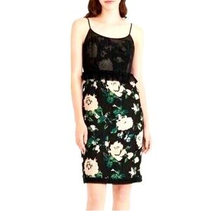 Club Monaco Jorrdynne Black Floral Wool Silk Blend Cocktail Party Dress Size 8